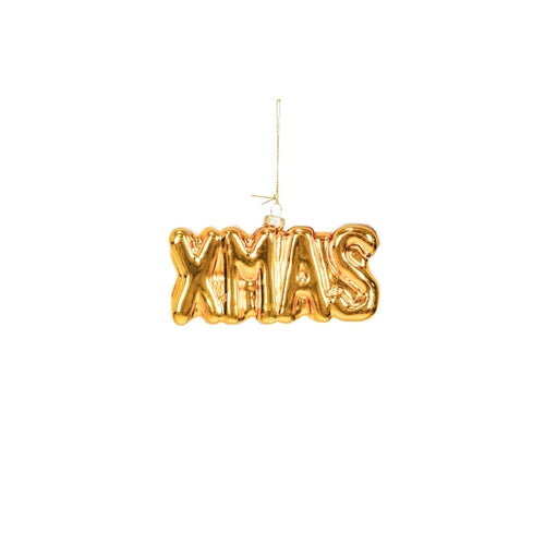 Ornament Xmas Hanger XMAS -Gold - Glass - 4,5x3,5x7,5cm