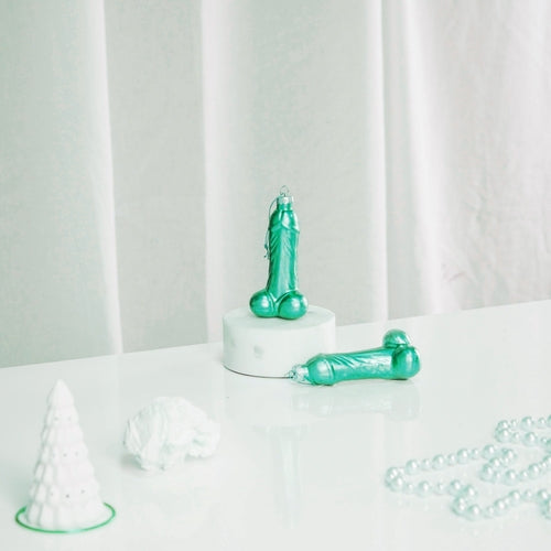 Xmas hanger - Penis - Glass - Blue - 3,5x6x10cm